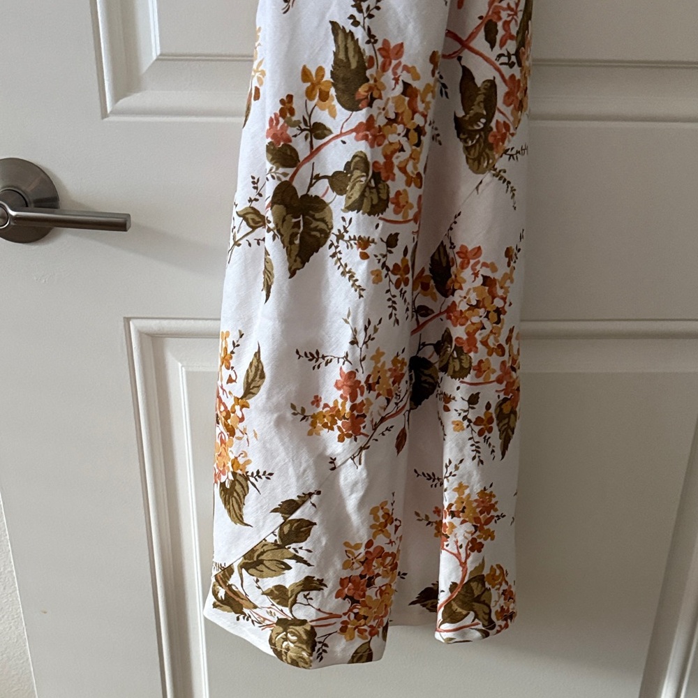 Reformation White Maxi Dress with Olive and Rust Floral Print - Picture 2 of 5